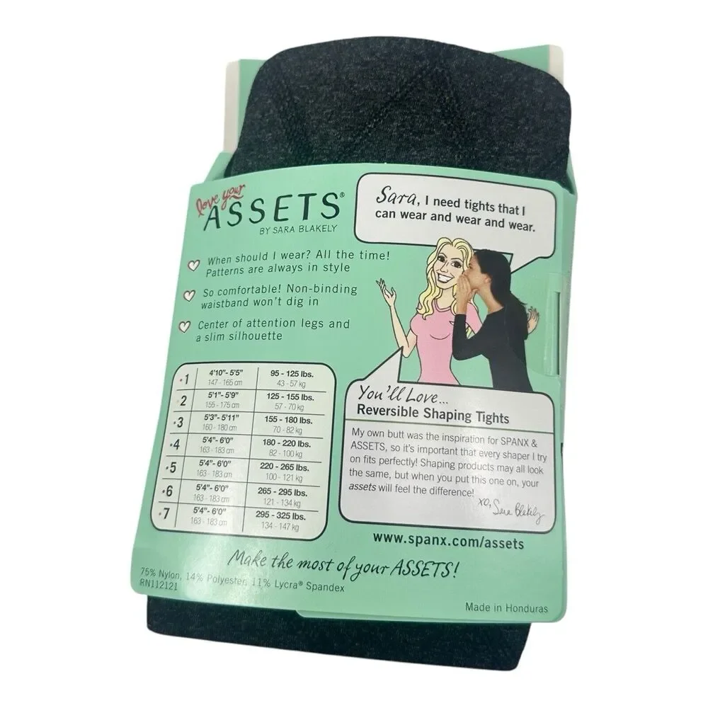 Assets‎ by Sara Blakely Flipside Diamond Reversible Shaping Tights Black Size 1